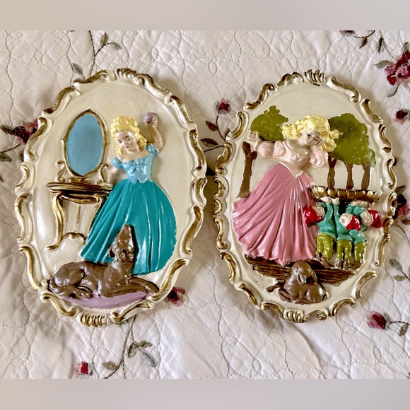 Vintage Art Vintage Ceramic Wall Art Of Sleeping Beauty Super Cute